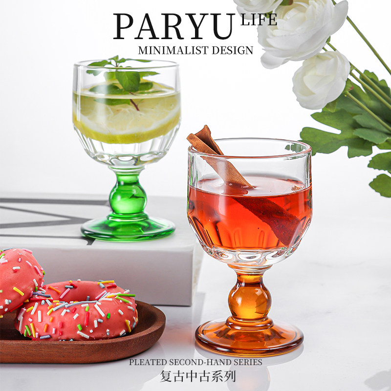 PARYU新款黛珠中古杯果汁香槟杯玻璃水杯复古果酒杯酒杯鸡尾酒杯,淘宝优惠券,粉丝福利购,淘宝优惠卷