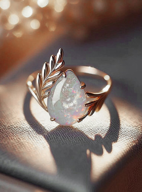 宫廷风水滴戒指女 仿澳宝新款饰品 树叶树枝巴洛克风指环