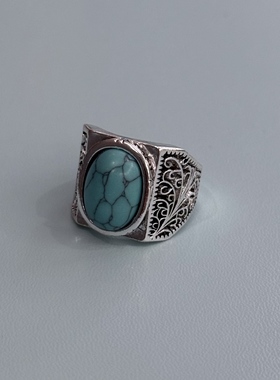 欧美复古个性时尚绿松石戒指男款戒子饰品指环