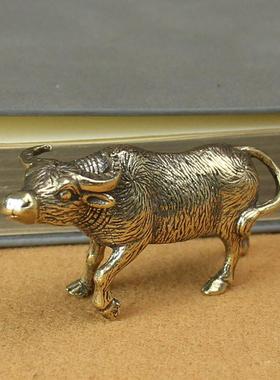 实心纯黄铜办公桌面生肖牛小摆件古铜茶宠饰品工艺品礼品生肖牛