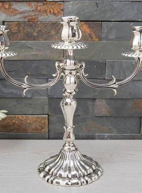 金居属器工宴艺品家摆件浪漫餐婚庆玫瑰花烛台创意871-3烛欧式典