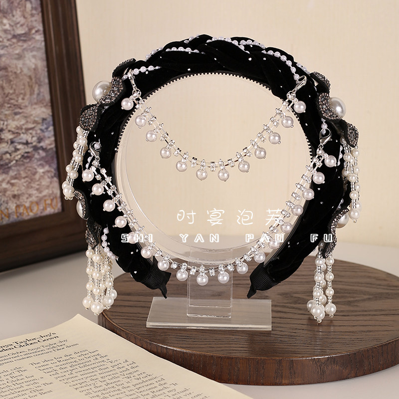 一帘幽梦宽边发箍手工编织民族风发饰花朵可拆卸流苏珠珠法式头饰,淘宝优惠券,粉丝福利购,淘宝优惠卷