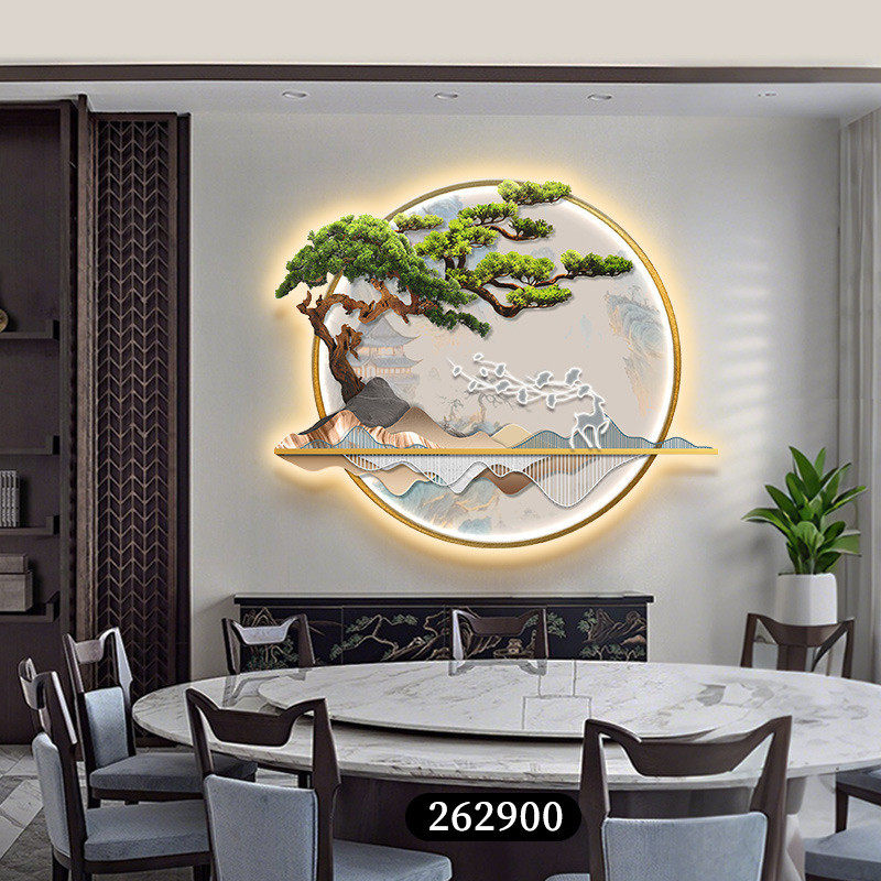 迎客松餐厅装饰画氛围灯画新中式水鹿山福壁画饭厅餐桌背景墙挂画,淘宝优惠券,粉丝福利购,淘宝优惠卷