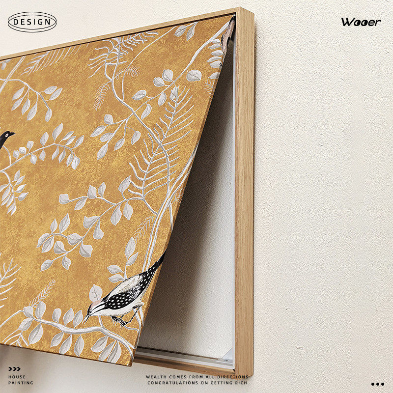 《花鸟册》原木风电表箱装饰画奶油配电箱遮挡挂画地暖分水器盖板,淘宝优惠券,粉丝福利购,淘宝优惠卷