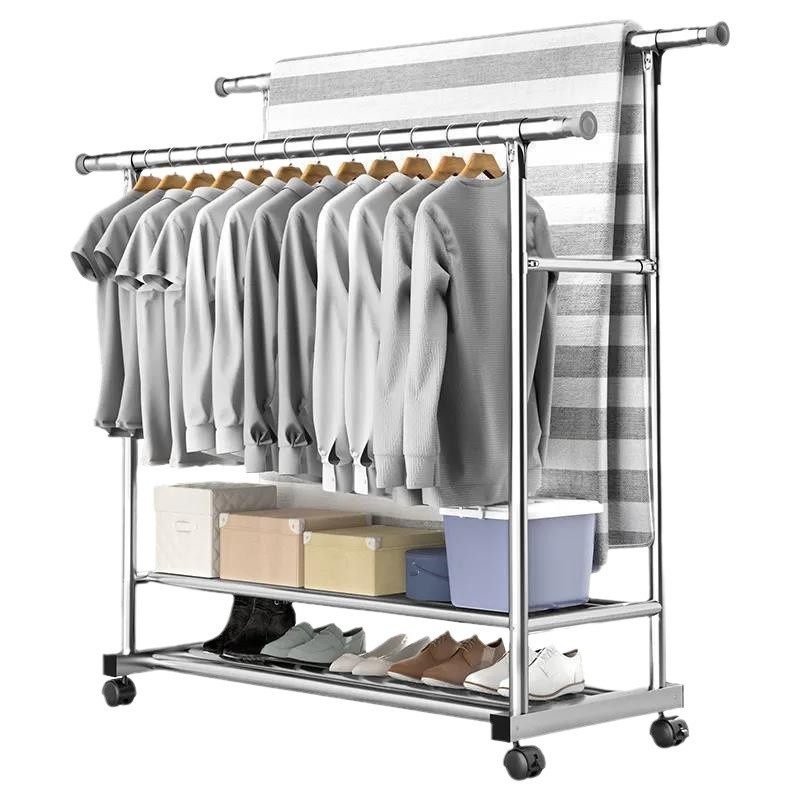 双杆晾衣架置地落地晒衣架室内外阳台简易可调挂晒被子折叠可伸缩,淘宝优惠券,粉丝福利购,淘宝优惠卷