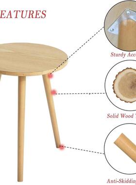 实木小圆桌茶几小桌子简易阳台小茶桌茶几圆形小茶几小圆小圆桌边