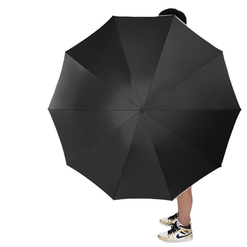 木手柄10骨全自动反向伞折叠反光条自动伞三折峰峰车载商务晴雨伞 - 图3