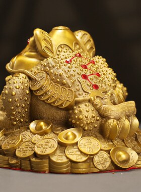 铜金蟾摆件财源广进蟾招财金蝉店铺开业礼品家居客厅装饰三脚蟾蜍