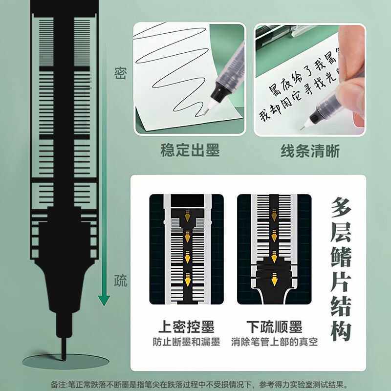 直液式顺滑耐用中性笔速干大容量走珠笔0.5学生用针管笔刷题批发