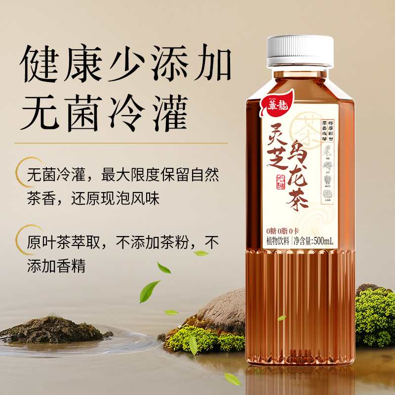 蕈龙灵芝乌龙茶 蛹虫草白参菌无糖茶饮料自然健康饮品0糖0卡0脂