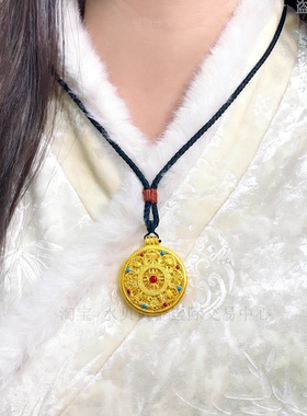 珐琅彩八宝罗盘金包银吊坠送礼