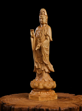 黄杨木雕释迦摩尼阿弥陀佛像大势至观音菩萨西方三圣玄关供奉摆件