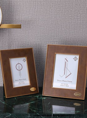 样品房黄铜托盘摆件驼色珠宝首饰盒装饰I品酒店办公室6寸相框摆台