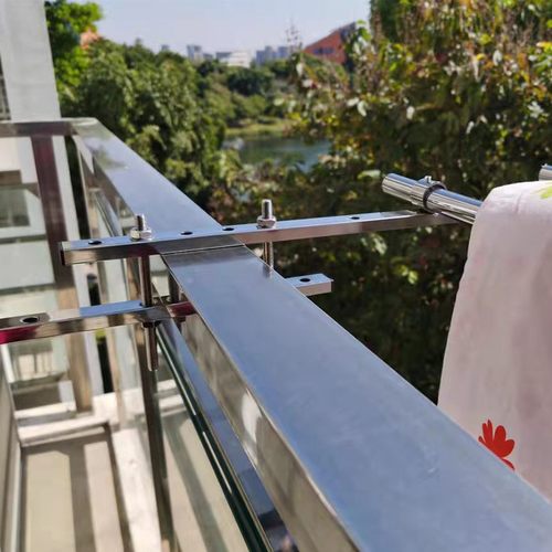 护栏晾衣架阳台侧装晾衣杆不锈钢室外窗户K石柱围栏双杆晒被挂衣 - 图2
