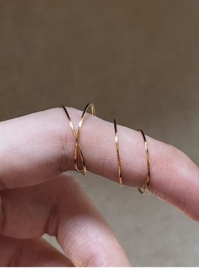 极细18K素圈戒指女轻奢高级感