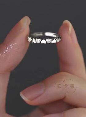 纯银爱心戒指女小众高级感开口戒