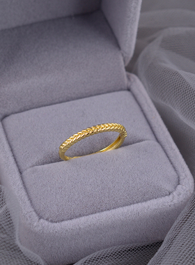 纯银麦穗戒指高级轻奢食指戒开口