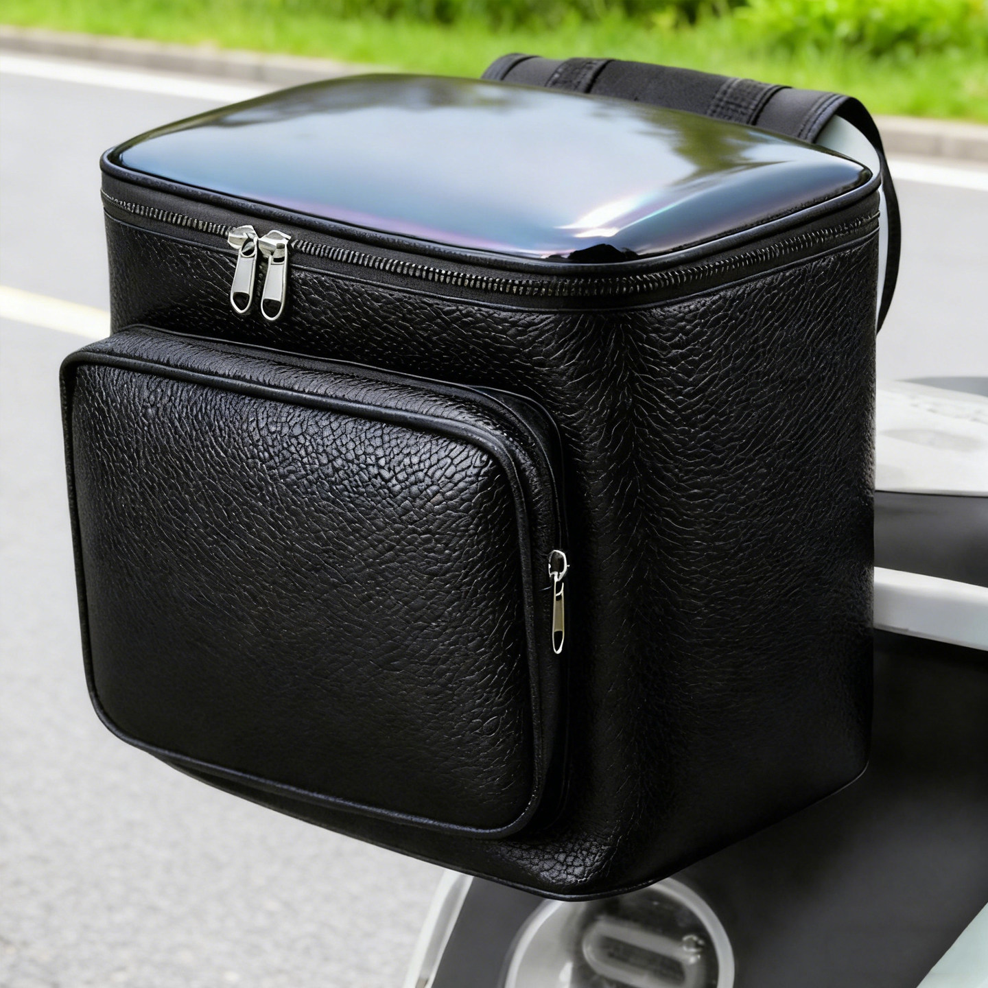 适用于台铃爱玛绿源电动车PU皮革卡其色后挂包后置储物头盔收纳包,淘宝优惠券,粉丝福利购,淘宝优惠卷