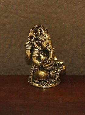 黄铜复古做旧泰国财神象神摆件桌面装饰摆设工艺品收藏手把件摆件