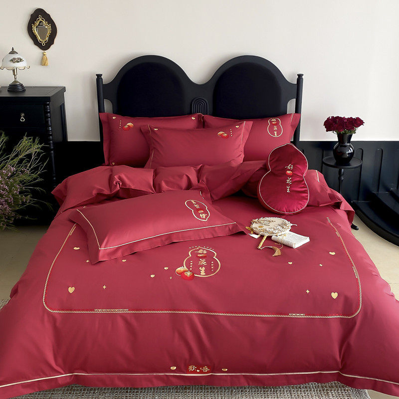 新款高档结婚床上四件套全棉纯棉粉红色被套床单婚嫁婚庆婚房床品,淘宝优惠券,粉丝福利购,淘宝优惠卷