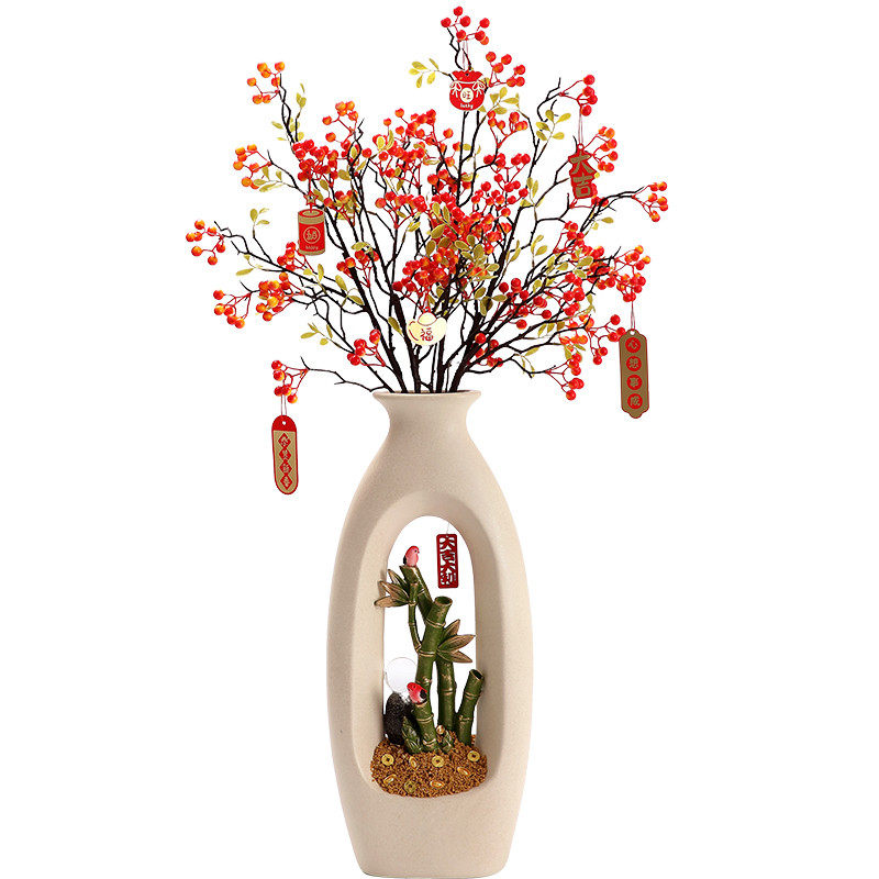 入户进门屏风摆件大号花瓶落地客厅玄关电视柜高级感插花乔迁装饰,淘宝优惠券,粉丝福利购,淘宝优惠卷