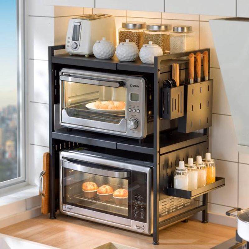 可伸缩厨房置物架微波炉烤箱架子家用双层台面桌面电饭锅收纳支架,淘宝优惠券,粉丝福利购,淘宝优惠卷