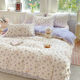 Small and fresh pure cotton four-piece set 60-piece cotton three-piece set dormitory quilt cover hanging edge bed sheet one-line show bedding