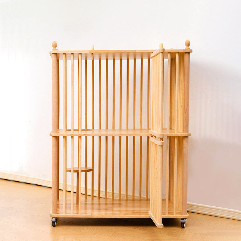 【升级】实木双层猫别墅笼子半封闭猫跳台猫窝中小型猫屋人猫互动,淘宝优惠券,粉丝福利购,淘宝优惠卷