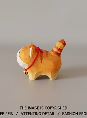 傲娇的胖橘猫！手工木雕小猫咪桌面工位装饰摆件治愈系生日礼物