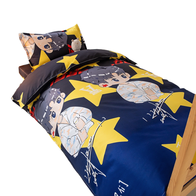 New skin-friendly student dormitory bed sheets three-piece set single cartoon ventilated bedding four-piece set pillowcase duvet cover