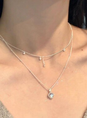 S999纯银月光石项链女轻奢小众设计感2024新款爆款夏锁骨链送女友