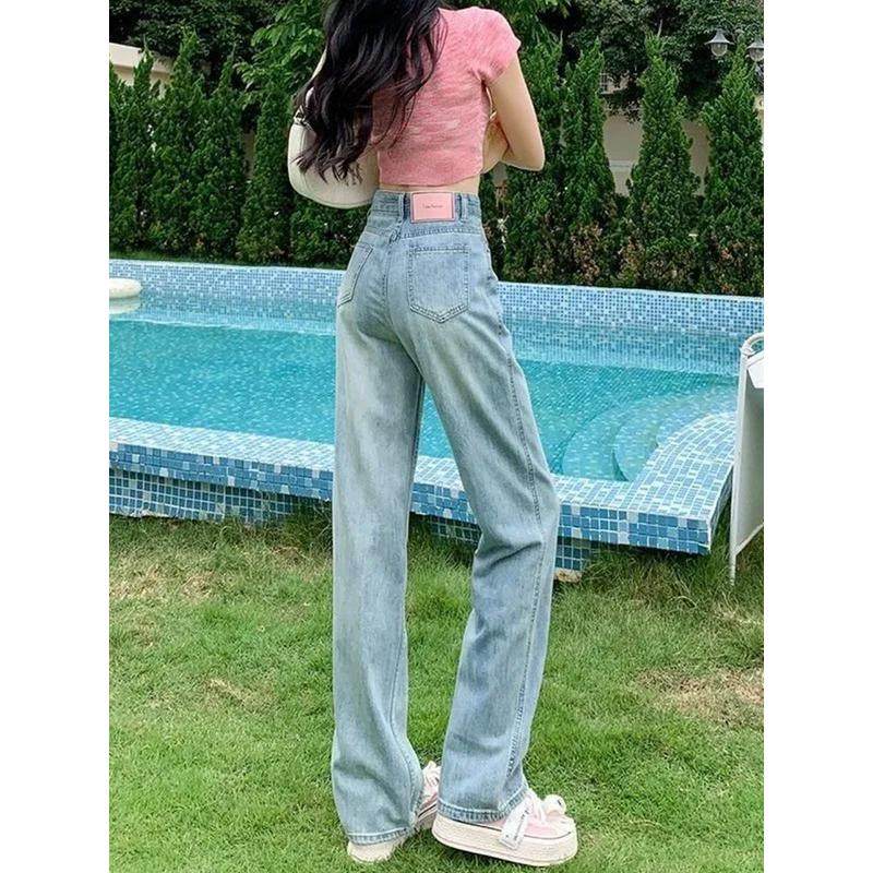 大码胖mm浅色牛仔直筒裤女窄版遮胯显瘦梨形身材夏薄款阔腿裤,淘宝优惠券,粉丝福利购,淘宝优惠卷
