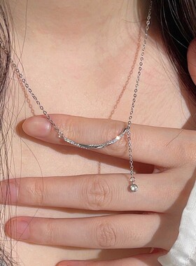 999纯银流苏微笑项链女轻奢小众设计2025新款爆款毛衣链生日礼物