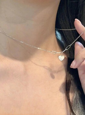 999纯银爱心项链女轻奢小众甜酷设计2025新款爆款贝壳颈链送女友