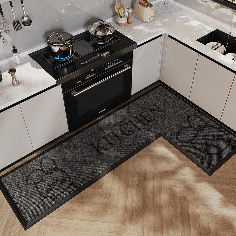 厨房专用地垫L型防摔高级感地毯美尼斯吸水防滑耐脏免洗灰色脚垫,淘宝优惠券,粉丝福利购,淘宝优惠卷