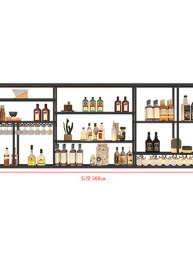 酒吧台工业风倒挂红酒杯架悬挂式音乐置物架酒架餐吧铁艺吊架酒柜