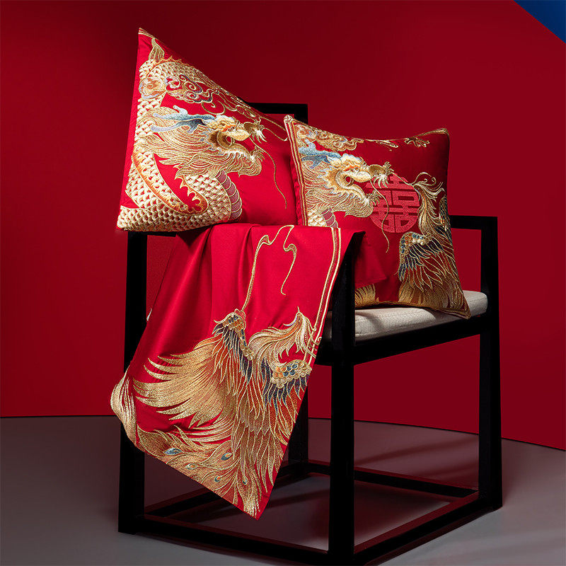 大红喜被婚礼陪嫁长绒棉婚庆四件套高档龙凤刺绣全棉结婚床上用品,淘宝优惠券,粉丝福利购,淘宝优惠卷