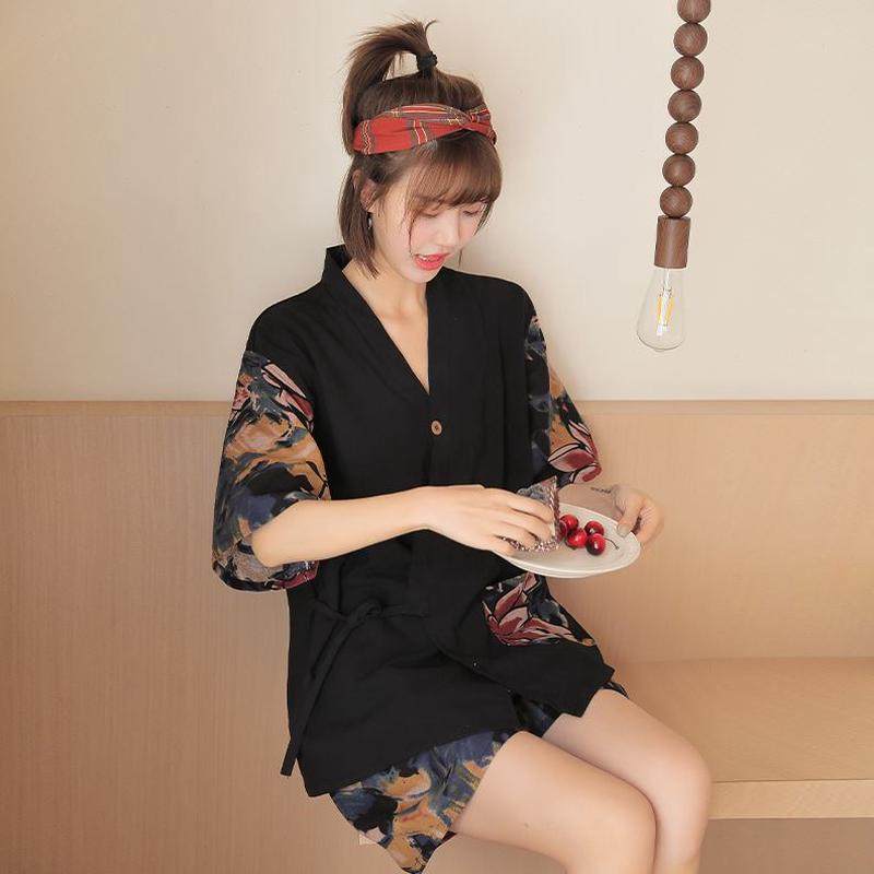 开衫家居睡衣日式汗蒸服女亚麻情侣服浴新款浴衣大码纯棉可爱和服,淘宝优惠券,粉丝福利购,淘宝优惠卷