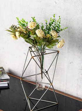 ins风创意 玻璃花瓶款桌面摆件客厅装饰品几何透明插花瓶厂家批发