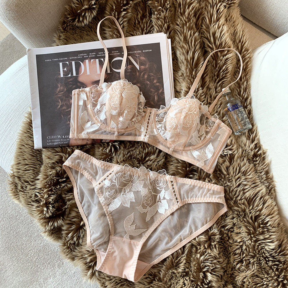 本命年红色法式兔耳朵蕾丝薄款内衣女大胸显小收副乳文胸罩套装,淘宝优惠券,粉丝福利购,淘宝优惠卷