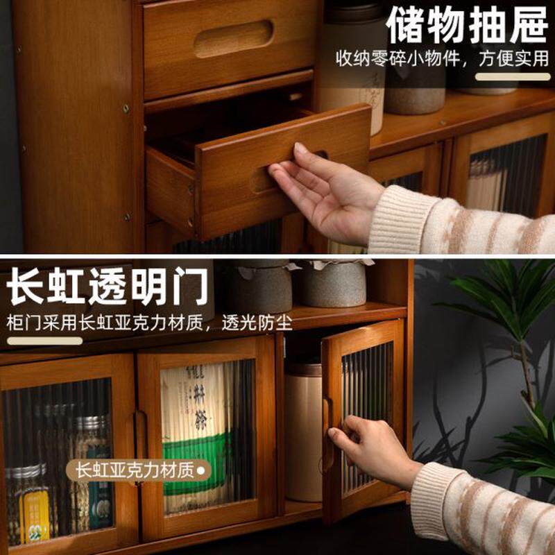 Side table storage rack countertop tea cabinet small tea table tea table tea set side cabinet tea tray solid wood Kung Fu tea home