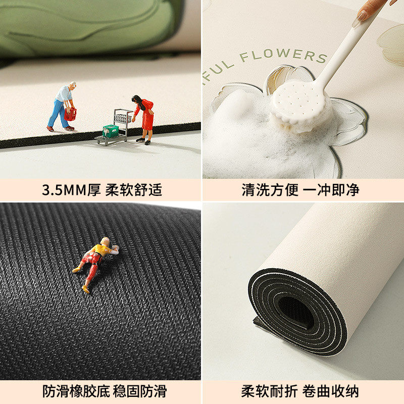 厨房地垫防滑防油可擦免洗防水专用地毯2024新款l形耐脏吸水脚垫,淘宝优惠券,粉丝福利购,淘宝优惠卷