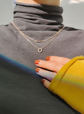 双层叠戴项链轻奢小众高级设计感秋冬毛衣链女2024年新款纯银饰品