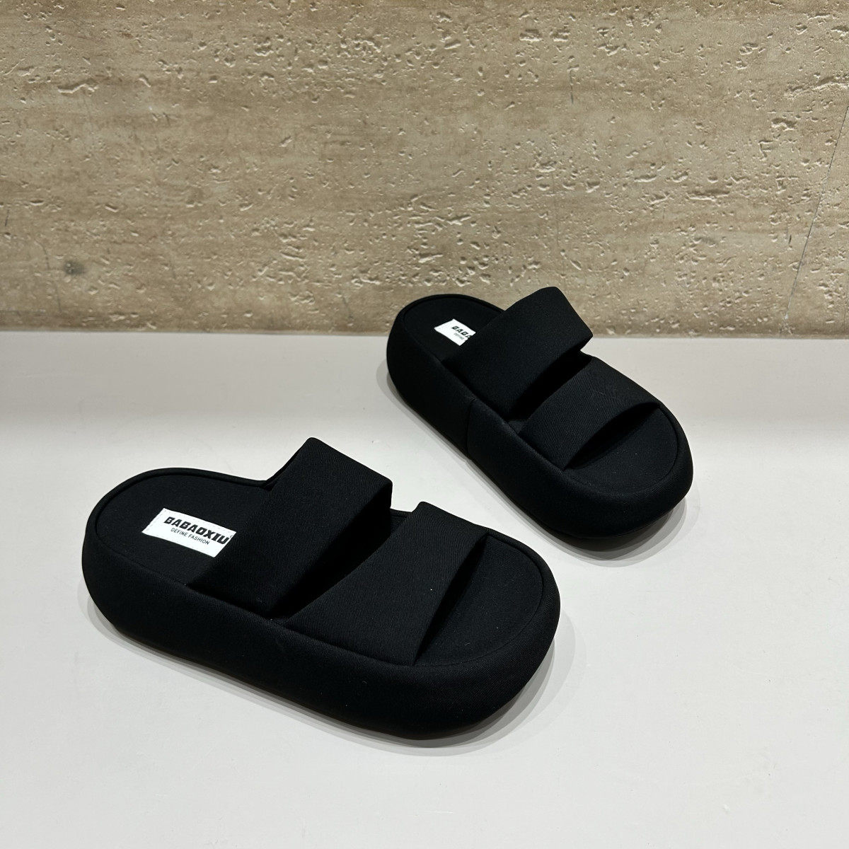 巴宝秀帆布凉拖鞋女2025夏季新款网红厚底拖鞋女百搭休闲沙滩鞋,淘宝优惠券,粉丝福利购,淘宝优惠卷