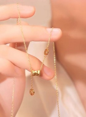 999纯银流苏小蛮腰项链女款轻奢小众碎冰冰蜂窝锁骨链情人节礼物