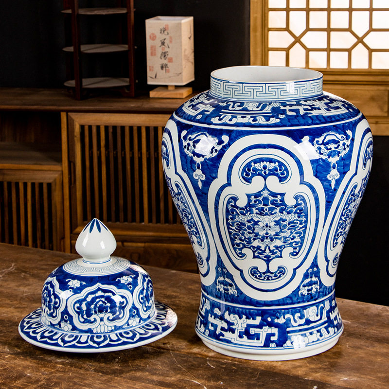 帛画“如意蝠纹”落地大将军罐陶瓷花瓶 新中式玄关陶瓷装饰饰品,淘宝优惠券,粉丝福利购,淘宝优惠卷