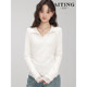 Polo collar slim long sleeve t-shirt for women with lace splicing