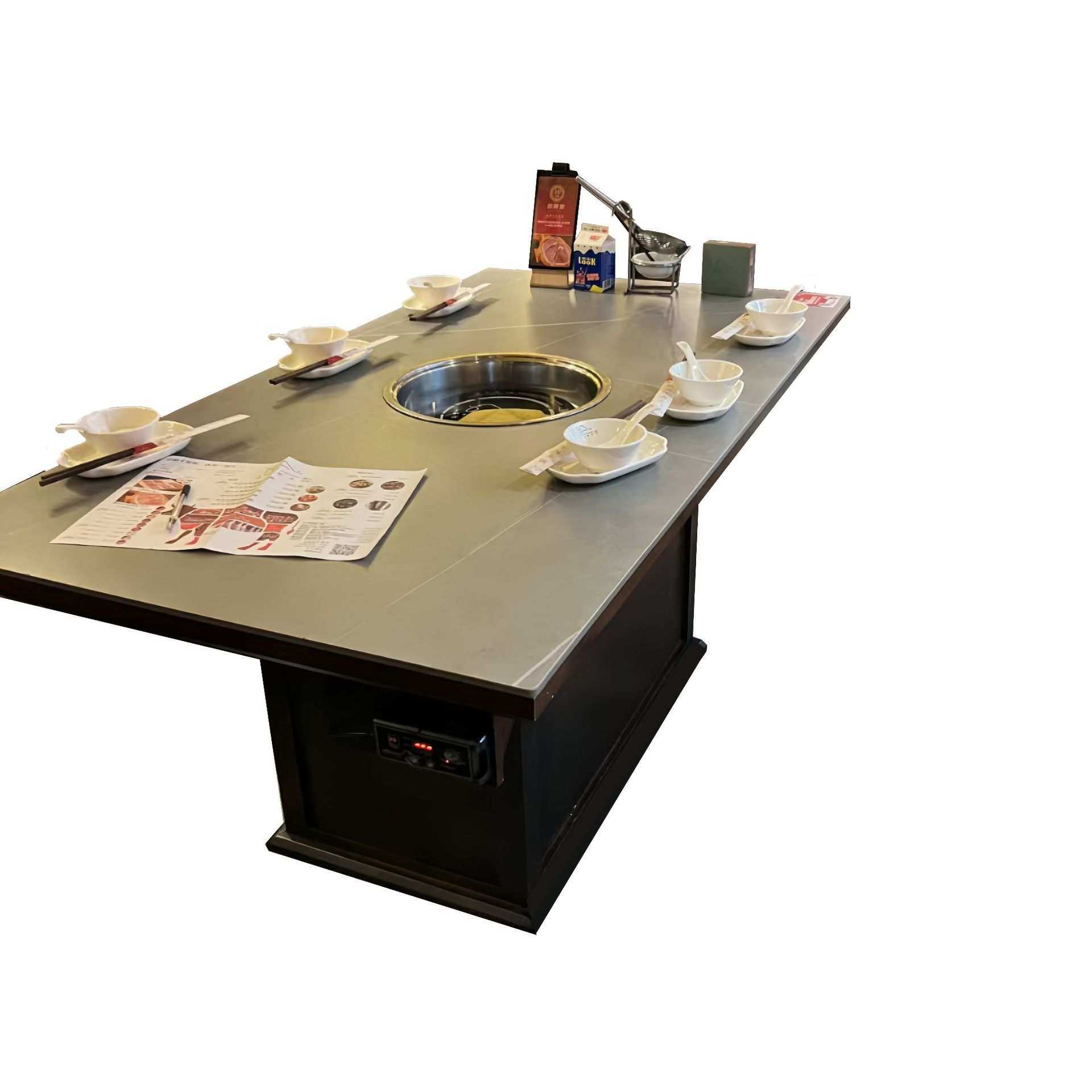 岩板大理石火锅桌电磁炉烤涮一体商用无烟烤肉桌椅卡座沙发组合,淘宝优惠券,粉丝福利购,淘宝优惠卷
