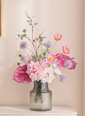 仿真花现代风手札花束桌面器皿插花家居软装装饰摆件