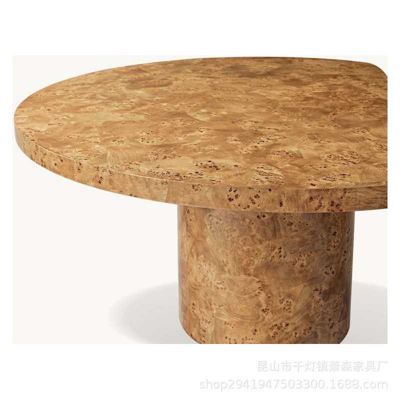 RH美式实木树瘤皮圆形餐桌现代简约原木餐桌北欧小户型实木饭桌,淘宝优惠券,粉丝福利购,淘宝优惠卷